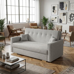 Viva Sonic Iv Sofa Bed With Storage Compartment Chipboard Frame Polyurethane Foam Wooden Legs 173X100X85Cm Light Grey - thumbnail 3