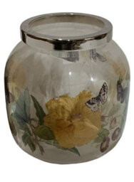 Minster Flower Vase With Metal Rim - Glass - L7 X W7 X H13 Cm