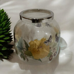 Minster Flower Vase With Metal Rim - Glass - L7 X W7 X H13 Cm - thumbnail 3