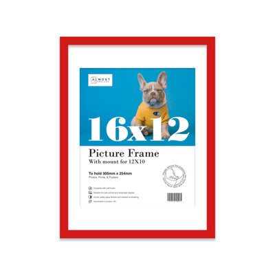 "16X12"" Red Frame With Mount For 12X10"" Pictures 20mm Slim Edge Portrait And Landscape Display With Wall Hooks" - image 1