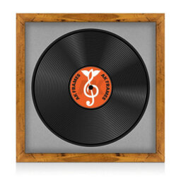 "16X16"" Rustic Oak Modern Vinyl Record Frame With Silver Mount For 12 Inch Lp Disc - Ak Frames" - thumbnail 1