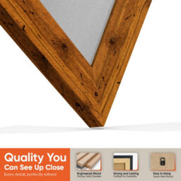 "16X16"" Rustic Oak Modern Vinyl Record Frame With Silver Mount For 12 Inch Lp Disc - Ak Frames" - thumbnail 3