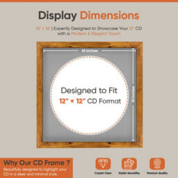 "16X16"" Rustic Oak Modern Vinyl Record Frame With Silver Mount For 12 Inch Lp Disc - Ak Frames" - thumbnail 2