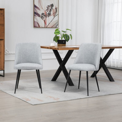 Set Of 2 Morandi Fabric Dining Chairs - Light Grey - image 1