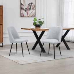 Set Of 2 Morandi Fabric Dining Chairs - Light Grey - thumbnail 3
