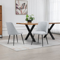 Set Of 2 Morandi Fabric Dining Chairs - Light Grey - thumbnail 5