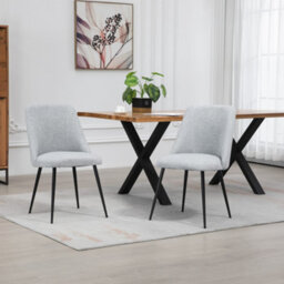 Set Of 2 Morandi Fabric Dining Chairs - Light Grey - thumbnail 2