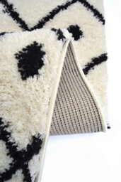 Melrose Shaggy Nomadic White Patterned Black Lines Indoor Large Area Rug 160/230Cm - thumbnail 4