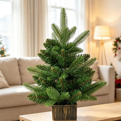 CLEFFNS Tabletop Small Christmas Tree 45Cm Unlit Christmas Tree With Base For Christmas Table Center Piece Beautiful Miniature Pine - image 1