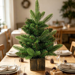 CLEFFNS Tabletop Small Christmas Tree 45Cm Unlit Christmas Tree With Base For Christmas Table Center Piece Beautiful Miniature Pine - thumbnail 8