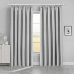 Bedlooms Blackout Curtains Thermal Insulated Pencil Pleat Light Grey Large Window Curtain (Pair) 90 X 72 Inches With Tie Backs - thumbnail 1