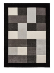Black Grey Modern Geometric Bordered Chequered Rug For Living Room Bedroom And Dining Room-60 X 230Cm (Runner) - thumbnail 9