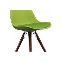 Fusion Living Soho Green Plastic Dining Chair With Pyramid Dark Wood Legs - thumbnail 3