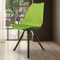Fusion Living Soho Green Plastic Dining Chair With Pyramid Dark Wood Legs - thumbnail 2