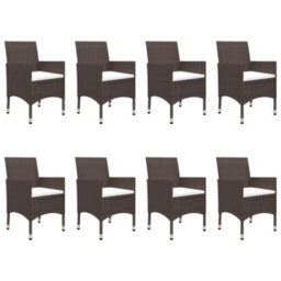 Walplus 9 Piece Garden Outdoor Dining Set Suitable For Backyard, Patio With Cushions Brown - thumbnail 2