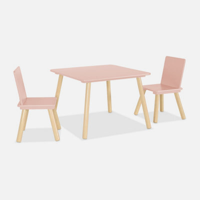 Sweeek. Square Children's Table With 2 Chairs Jude Pink 60X60X43 Cm - image 1