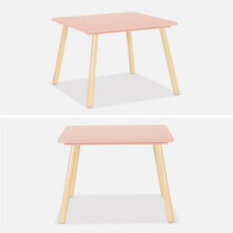 Sweeek. Square Children's Table With 2 Chairs Jude Pink 60X60X43 Cm - thumbnail 4