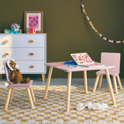 Sweeek. Square Children's Table With 2 Chairs Jude Pink 60X60X43 Cm - thumbnail 7