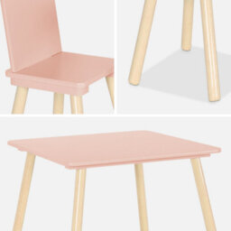 Sweeek. Square Children's Table With 2 Chairs Jude Pink 60X60X43 Cm - thumbnail 6