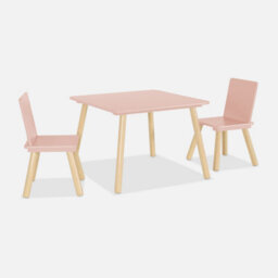 Sweeek. Square Children's Table With 2 Chairs Jude Pink 60X60X43 Cm - thumbnail 1