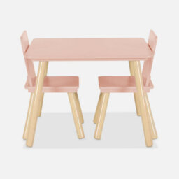 Sweeek. Square Children's Table With 2 Chairs Jude Pink 60X60X43 Cm - thumbnail 3