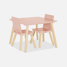 Sweeek. Square Children's Table With 2 Chairs Jude Pink 60X60X43 Cm - thumbnail 2