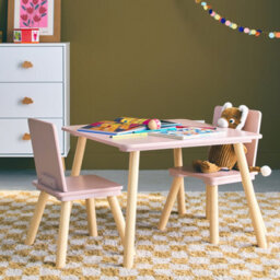 Sweeek. Square Children's Table With 2 Chairs Jude Pink 60X60X43 Cm - thumbnail 8
