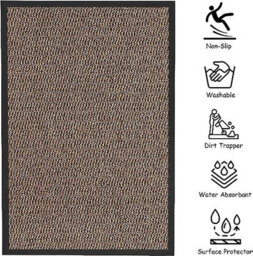 Kav Door Mat Dirt Trapper - Durable Indoor And Outdoor Non-Slip Rug - Super Absorbent- Home, Office(Brown / Black, 90Cm X 150Cm) - thumbnail 2