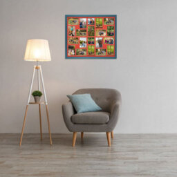 AK Frames 80X70Cm Navy Blue Modern Multi Photo Frame With Poppy Red Mount - Holds 20 Apertures (18X) 6X4, (2X) 4X4 Photos - thumbnail 3
