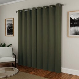 Enhanced Living Nightfall Plain Supersoft Olive Green Thermal Blockout Eyelet Curtains (Pair) - 90 X 90 Inch (229 X 229Cm) - thumbnail 4