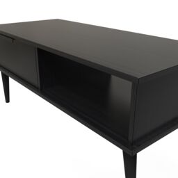 Hong Kong Ready Assembled Matt Black 1 Drawer Small Coffee Table (H)455mm (W)905mm (D)395mm - thumbnail 5