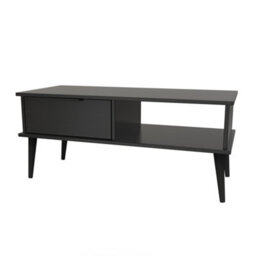 Hong Kong Ready Assembled Matt Black 1 Drawer Small Coffee Table (H)455mm (W)905mm (D)395mm - thumbnail 1