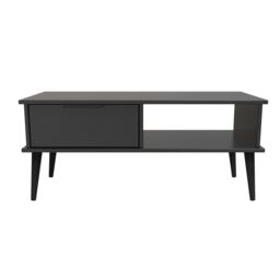 Hong Kong Ready Assembled Matt Black 1 Drawer Small Coffee Table (H)455mm (W)905mm (D)395mm - thumbnail 2