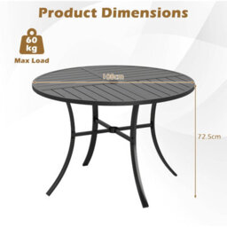 Costway Patio Dining Table 108Cm Round Metal Slat Bistro Table With Umbrella Hole - thumbnail 2