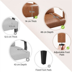 Yaheetech Light Brown Modern Faux Leather Armchair With Solid Wood Legs - thumbnail 4