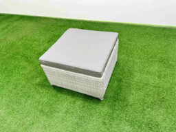 Fimous Patio Garden Furniture Sets With Black Glass Top Dining Table Armchair 3 Seater Sofa Side Table 4 Stools Light Grey - thumbnail 6