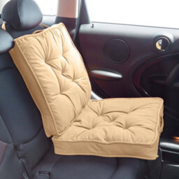 Homescapes Taupe Beige Cotton Travel Back Support Booster Cushion - thumbnail 9