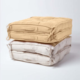 Homescapes Taupe Beige Cotton Travel Back Support Booster Cushion - thumbnail 7