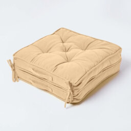 Homescapes Taupe Beige Cotton Travel Back Support Booster Cushion - thumbnail 2
