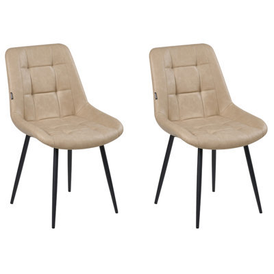 Beliani Set Of 2 Dining Chairs Melrose Faux Leather Beige - image 1