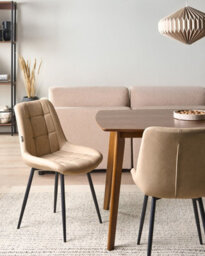 Beliani Set Of 2 Dining Chairs Melrose Faux Leather Beige - thumbnail 2