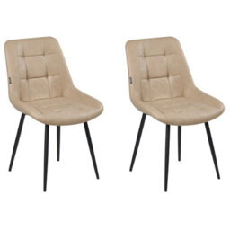 Beliani Set Of 2 Dining Chairs Melrose Faux Leather Beige