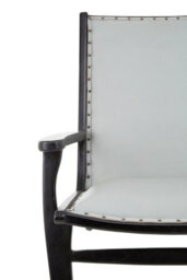 Orsina Grey Leather And Teak Wood Lounge Chair,modern Accent Chair,comfy Arm Chair For Outdoor Spaces,reading Chair - thumbnail 5