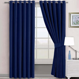 Ameha Navy Plain Blackout Curtain 66''x72'', Ringtop Ready Made Thermal Insulated Eyelet Top Bedroom Living Room Decor - thumbnail 8
