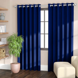 Ameha Navy Plain Blackout Curtain 66''x72'', Ringtop Ready Made Thermal Insulated Eyelet Top Bedroom Living Room Decor - thumbnail 1