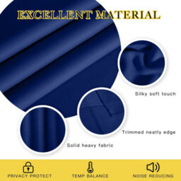 Ameha Navy Plain Blackout Curtain 66''x72'', Ringtop Ready Made Thermal Insulated Eyelet Top Bedroom Living Room Decor - thumbnail 5