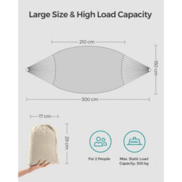 Songmics Comfortable Double Hammock, Outdoor Design With Accessories For Balcony, Garden And Camping, Beige (Stand Not Included) - thumbnail 2
