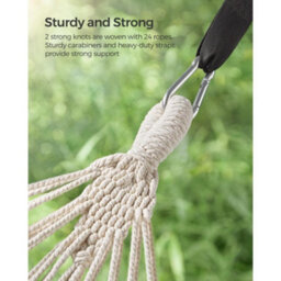 Songmics Comfortable Double Hammock, Outdoor Design With Accessories For Balcony, Garden And Camping, Beige (Stand Not Included) - thumbnail 6