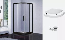 Dirty Pro Tools 800 X 800 Black Quadrant Shower Enclosure And Tray With Riser Kit - thumbnail 1