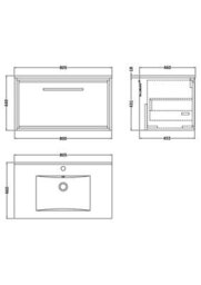 Balterley Longnor  Modern Bathroom Wall Hung Single Soft-Close Drawer Vanity Unit & Basin, Coastal Grey, 800mm - thumbnail 2